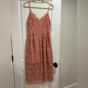NWT ASTR the label Lace A line Midi Dress Pink Size XL